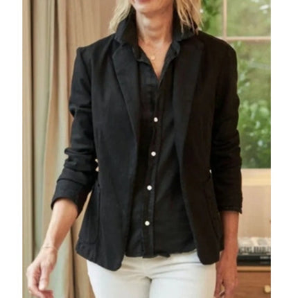 FRANK & EILEEN Dublin Open Blazer Black Long Sleeves Unlined Women's S