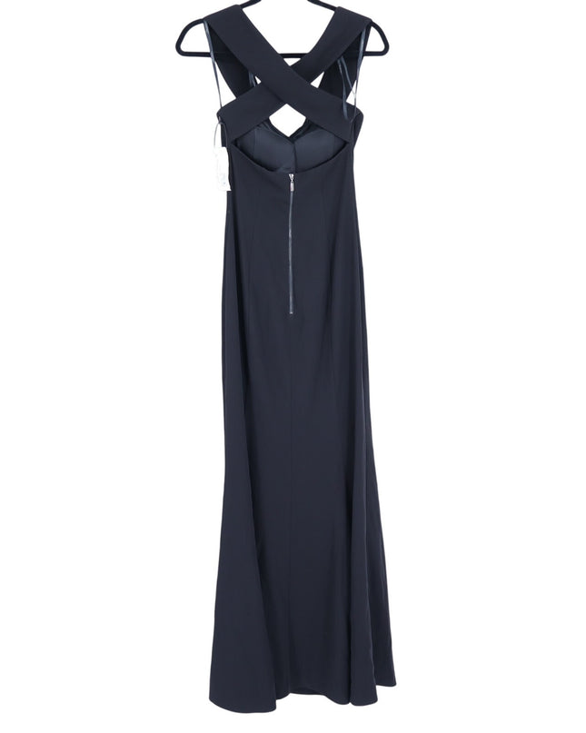 Laundry by Shelli Segal Cross Back Evening Gown Black NWT Maxi Dress Women's 4