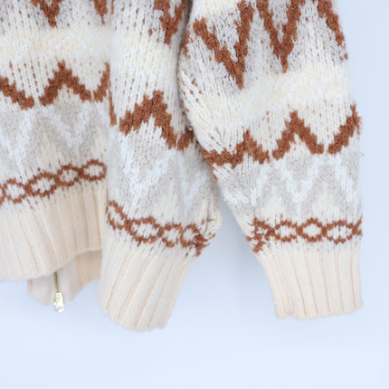 Varley Brooke Fair Isle Knit Jacket Whitecap Mountain Full Zip Sweater Women's M