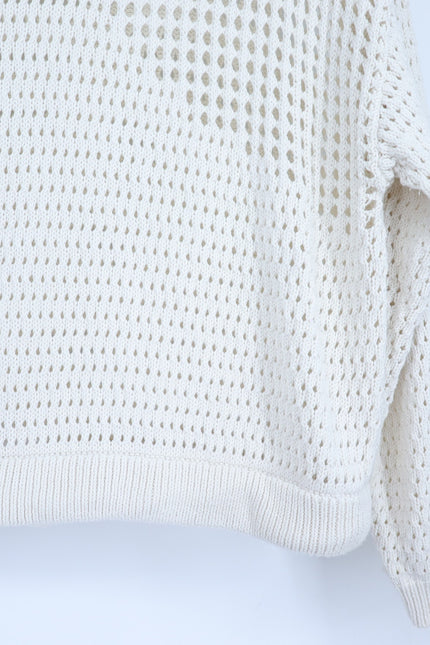 SWEATY BETTY Tides High Open Weave Sweater Lily White Drawstring Hip Women's 12