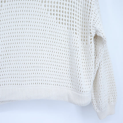 SWEATY BETTY Tides High Open Weave Sweater Lily White Drawstring Hip Women's 12
