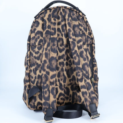 Michael Kors Kelsey Leopard Nylon Backpack Padded Multi Pocket Zip Around