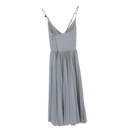 Elevenses Lunar Pleated Midi Dress Metallic Champagne Silver NWT Women's 0