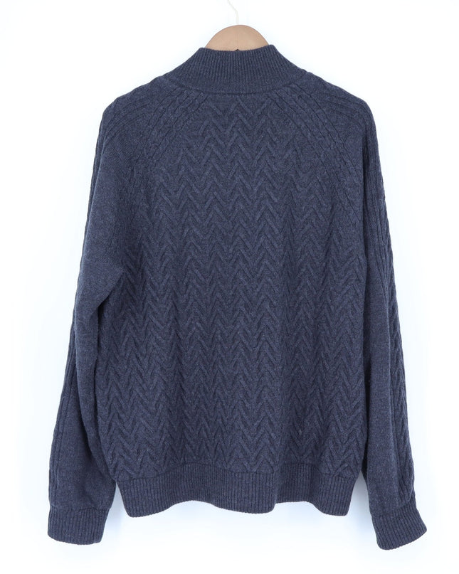 Vince Wool Cable Full Zip Sweater Dark Gray Textured Long Sleeve Men's XL