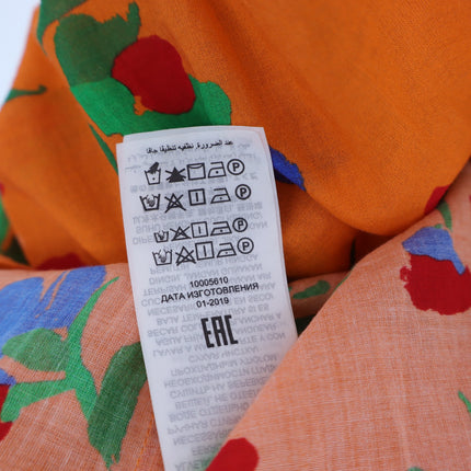 TORY BURCH Printed Smocked Dress Orange Floral Floral Tie Strap Women's S