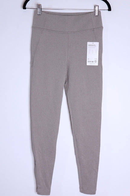 ATHLETA NWT Delancey Skyline Tight Legging Herringbone Grey Texture Women's XS