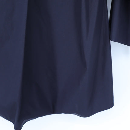 Akris Punto Elements Kimono Sleeve Blouse Navy Split Neck Popover Women's 10