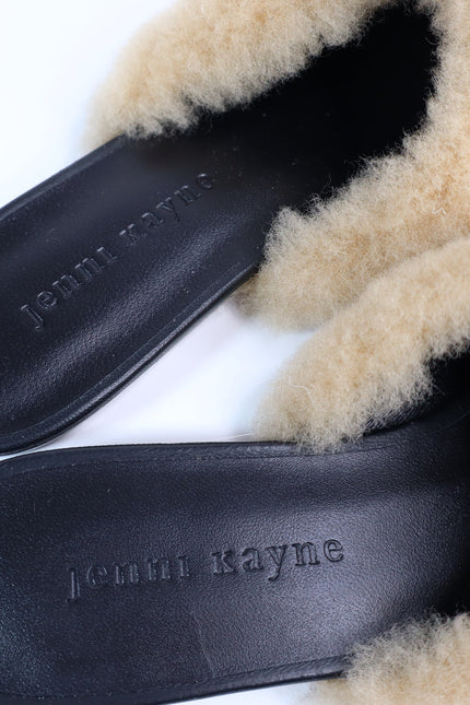 JENNI KAYNE Shearling Slip On Mule Flats Tan Leather Pointed Toe Women's 36/US 6