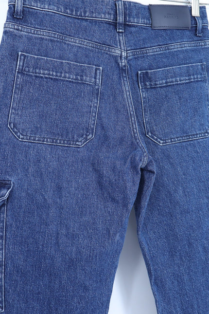 7 FOR ALL MANKIND Tess Cargo Jeans Blue Mid Rise Straight Dark Wash Women's 26