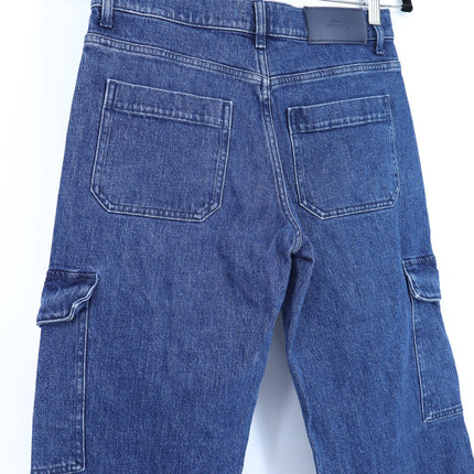 7 FOR ALL MANKIND Tess Cargo Jeans Blue Mid Rise Straight Dark Wash Women's 26