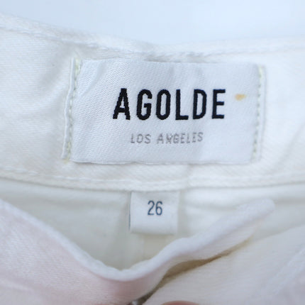 Agolde Low Slung Baggy Jeans Milkshake White Button Fly Straight Cut Women's 26