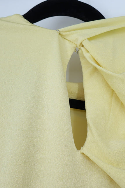 JONATHAN SIMKHAI Yellow Safiya Top Chamomile One Shoulder Draped Knit Women's S