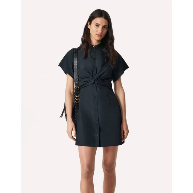 RAG & BONE Gretchen Twisted Mini Shirt Dress Black Short Sleeve Women's 8