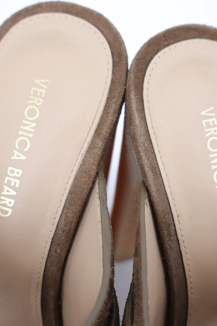 VERONICA BEARD Garrick Platform Slide Sandals Mocha Suede Strap Women's 5.5M