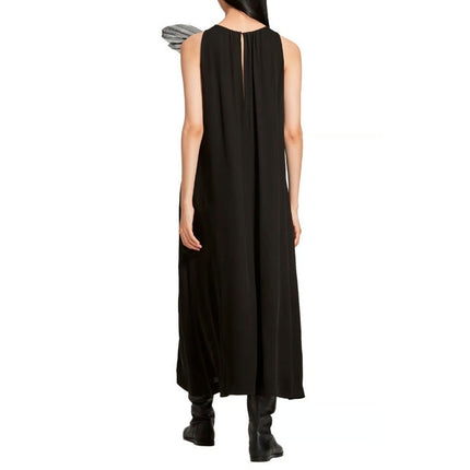 FABIANA FILIPPI Feather Embellished Maxi Dress Black Lined Lagenlook Women's XL