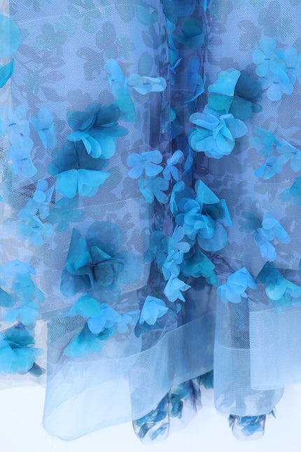 MARCHESA NOTTE 3D Floral Formal Dress Blue Strapless Women's 6