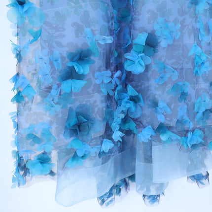 MARCHESA NOTTE 3D Floral Formal Dress Blue Strapless Women's 6