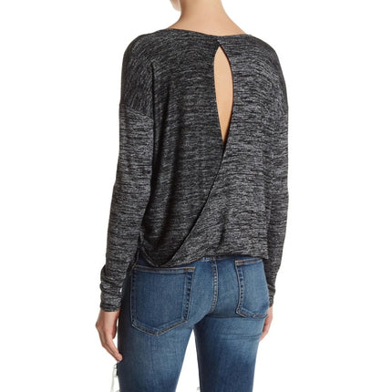 Rag & Bone/Jean Mia Knit Top Heathered Charcoal Gray Wrap Back Women's S