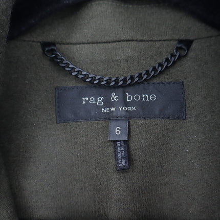 Rag & Bone Slade Wool Blazer Army Green Tailored Long Sleeve 4-Pocket Women's 6