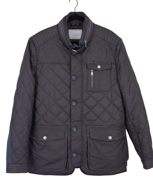 Handstich Kent Quilted Jacket Brown Fleece Lined Long Sleeve Men's 52/US L
