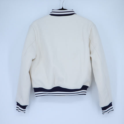 SERGIO TACCHINI Marisa Varsity Jacket Gardenia White Navy Wool Blend Women's S
