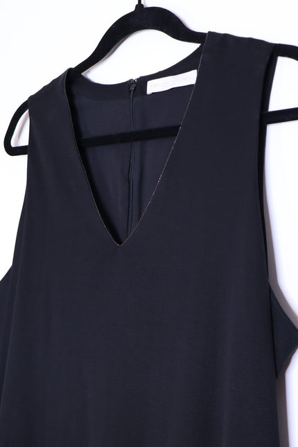 FABIANA FILIPPI Bead-Embellished Sleeveless Dress Black Jersey Knit Women's XL