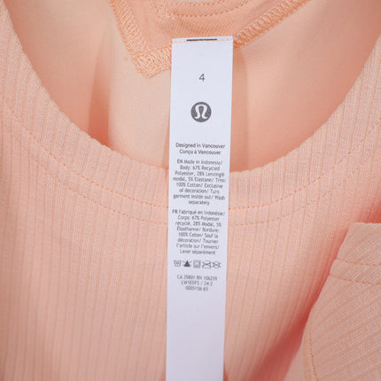 Lululemon Ribbed Cropped Tank Top Peach Bellini NWT Softstreme Women's 4