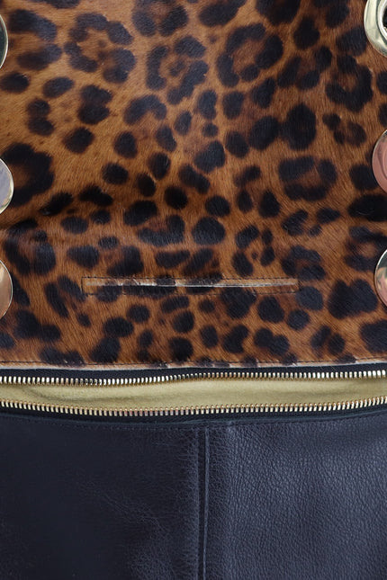 HAMMITT Large Montana Reversible Crossbody Bag Black Leather and Gold Envelope