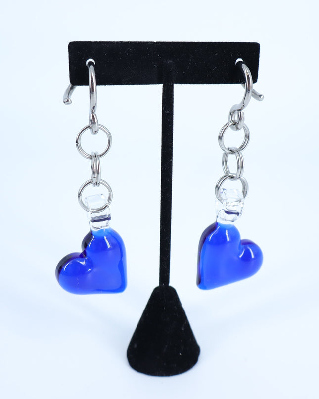 GLASSWEAR STUDIOS Handmade Cobalt Blue Heart Weights 10g/2.5mm Hangers