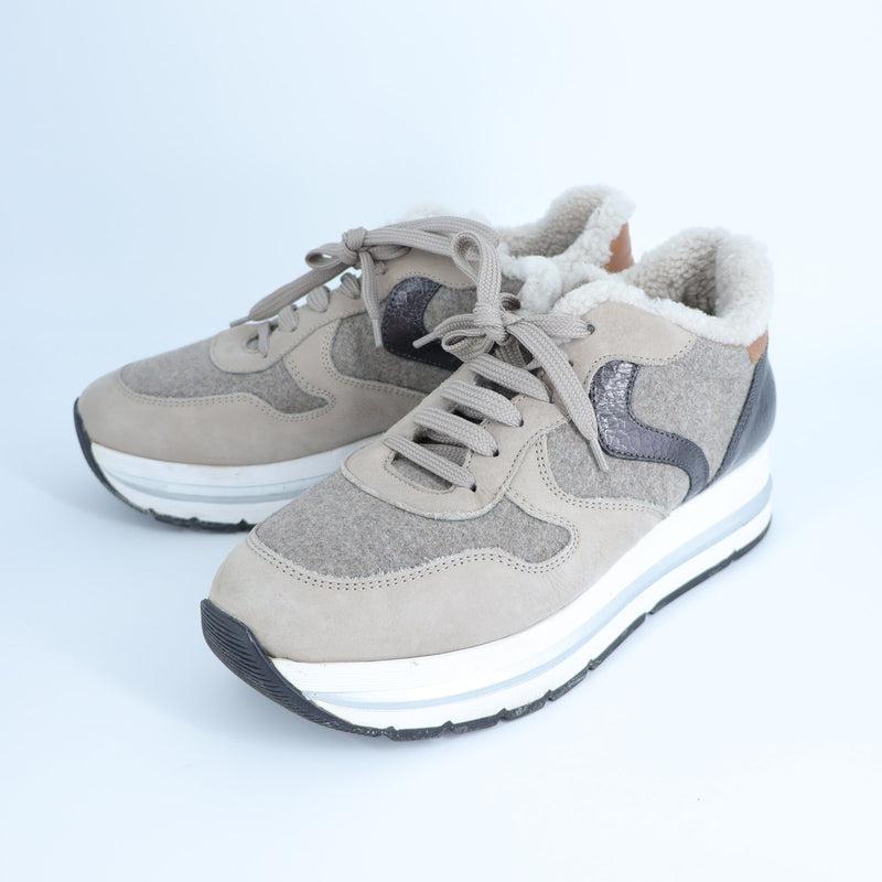 Voile Blanche Maran Shearling Sneakers Beige Gray Low Top Women's 40/US 10