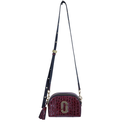 Marc Jacobs Shutter Croc Embossed Leather Crossbody Bag Vachetta Red
