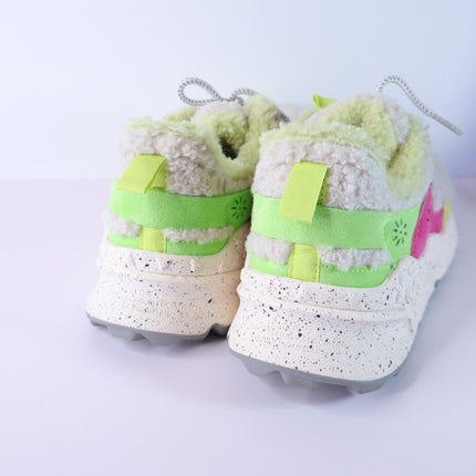 FLOWER MOUNTAIN Kotetsu Teddy Sneakers White Multicolor Lace Up Women's 8