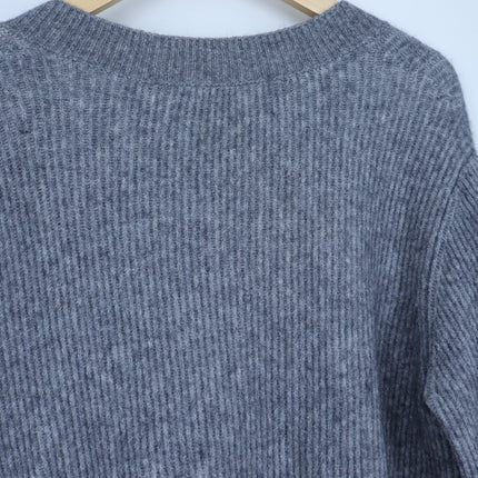 Nordstrom V-Neck Ribbed Pullover Sweater Gray Long Sleeve Women's L