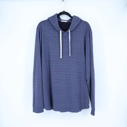 Marine Layer Double Knit Stripe Hoodie Blue Red Pullover Sweatshirt Men's XL