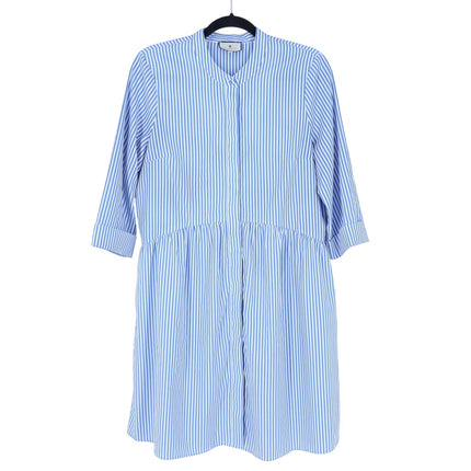 TUCKERNUCK Royal Shirt Mini Dress Blue Stripe Elbow Sleeve Women's M