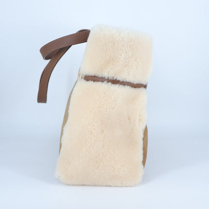 UGG Bailey Tote Bag Chestnut Brown Shearling Suede Leather Shoulder Bag