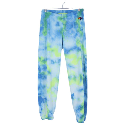 Aviator Nation Tie Dye Jogger Sweatpants Blue and Yellow Pull On Women's S
