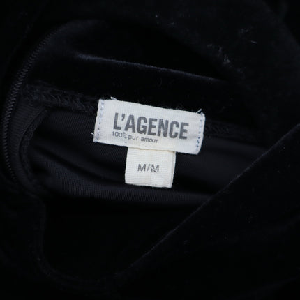 L'agence Coralie Turtleneck Top Black Velvet 3/4 Sleeve Relaxed Fit Women's M