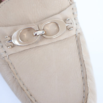 COACH Naomi C-Bit Loafer Beige Leather Slip On Driving Shoe Women's 9B