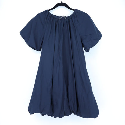 ANTHROPOLOGIE Puff Sleeve Bubble Mini Dress Navy Blue Relaxed Women's S