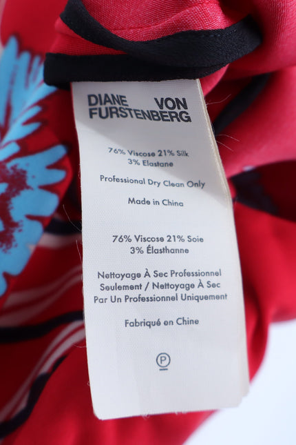 DIANE VON FURSTENBERG Floral Sheath Dress Farren Lipstick Silk Blend Women's 6