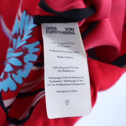 DIANE VON FURSTENBERG Floral Sheath Dress Farren Lipstick Silk Blend Women's 6