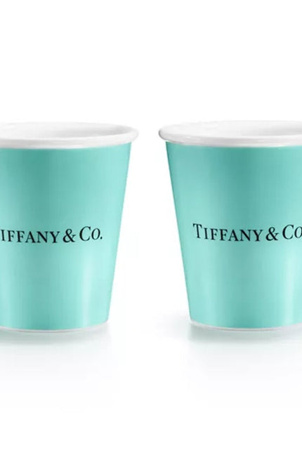 TIFFANY & CO Coffee Cups Blue Bone China Set of 2