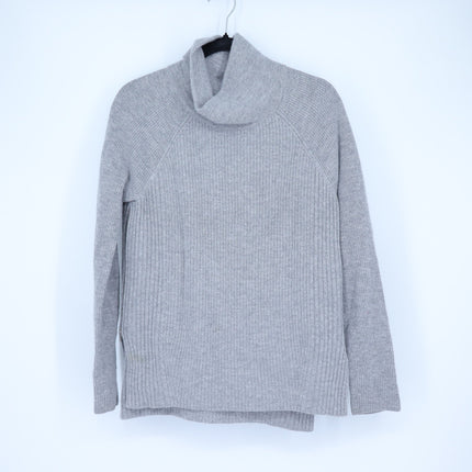Vince Side Zip Ribbed Pullover Sweater Gray Cowl Neck Cashmere Wool Women's S