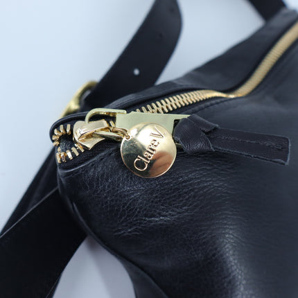 Clare V. Leather Fanny Pack Black and Gold Adjustable ORIGINAL Belt Bag