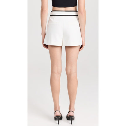 Alice + Olivia Esta Pleated Short White High Rise Contrast Trim Casual Women's 4