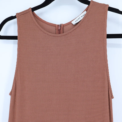 ANINE BING Savannah Dress Terracotta Waffle Midi Sleeveless Women's S