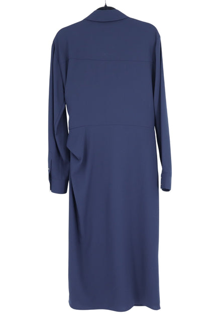 VERONICA BEARD Wright Crepe Midi Shirt Dress Navy Button Down Women's 12