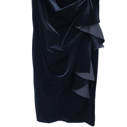 XSCAPE Cassandra Dress Black Velvet Ruffle Off The Shoulder Women's 14