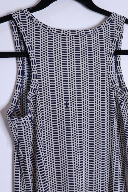 TORY BURCH White and Navy Printed Convertible Column Dress Women's XS